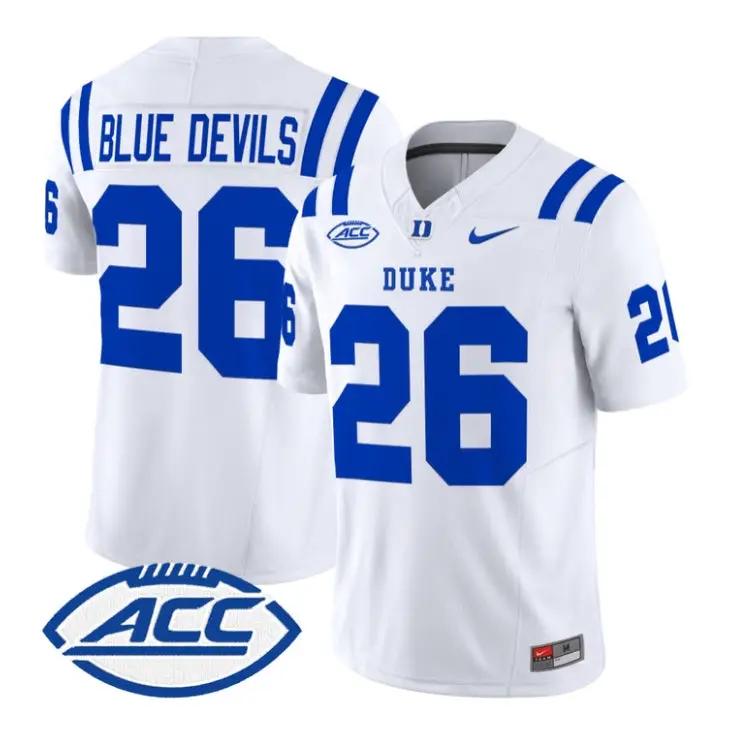 Blue_Devils_Jersey_26_Duke_Blue_Devils_2026_Vapor_Limited_Stitched_White - Robert Henrys Blue Devils Jersey #26 Duke Blue Devils 2026 Vapor Limited Stitched by My Store NCAA Football Jerseys