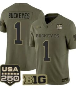 Buckeyes Jersey #1 Ohio State Buckeyes 2026 Salute to Service All Stitched Olive by My Store NCAA Football Jerseys
