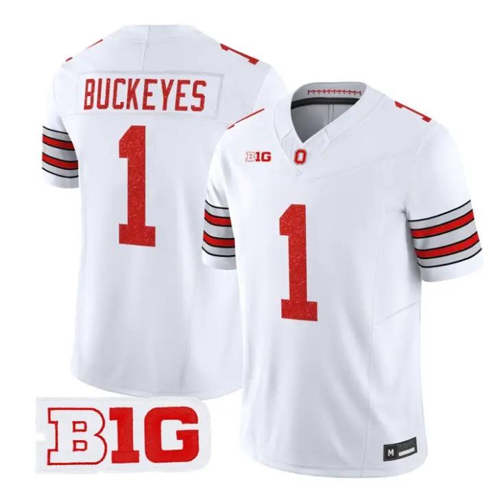 Buckeyes Jersey #1 Ohio State Buckeyes Glitter Vapor All Stitched by My Store NCAA Football Jerseys