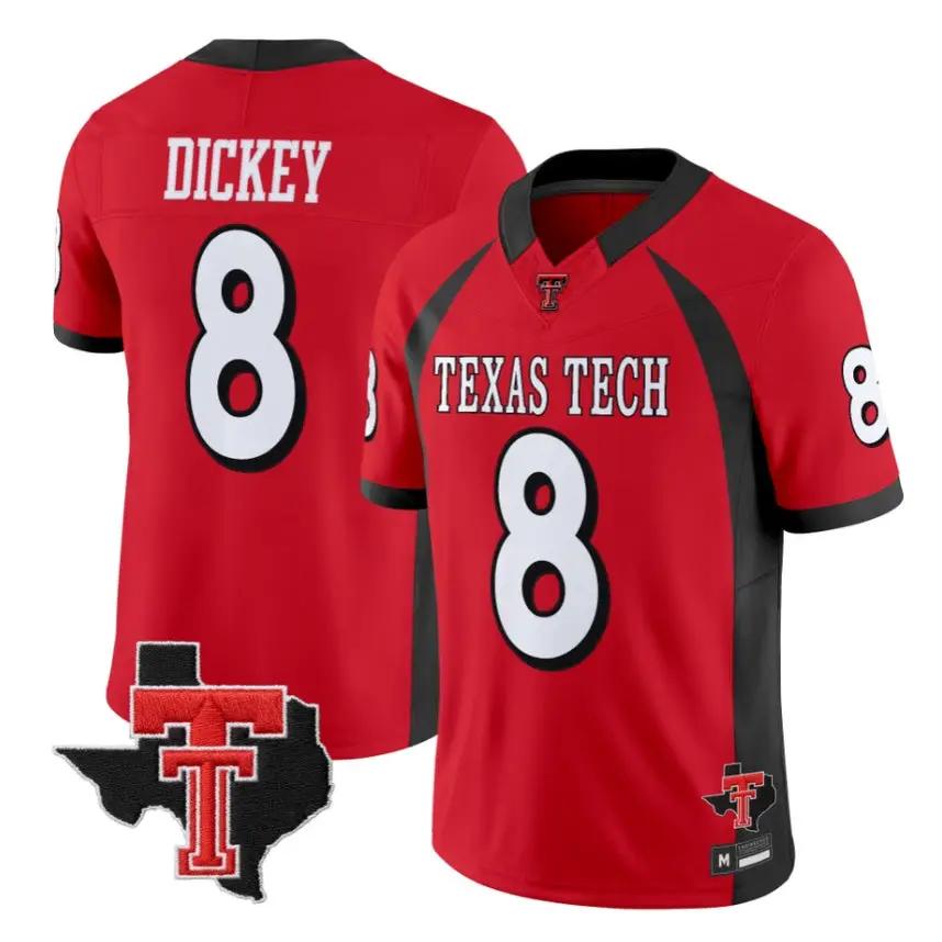 Cameron_Dickey_Jersey_8_Texas_Tech_Red_Raiders_2026_Throwback_Stitched_Red - Robert Henrys Cameron Dickey Jersey #8 Texas Tech Red Raiders 2026 Throwback Stitched by My Store NCAA Football Jerseys