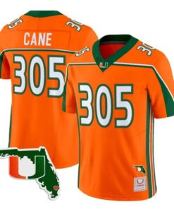 Cane Jersey #305 Miami Hurricanes Throwback 2026 Florida Patch Stitched 5 Cane Jersey #305 Miami Hurricanes Throwback 2026 Florida Patch Stitched by My Store NCAA Football Jerseys