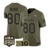 Charlie Becker Jersey #80 Indiana Hoosiers 2026 Salute to Service Stitched Olive by My Store NCAA Football Jerseys