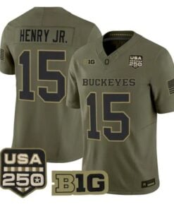 Chris Henry Jr Jersey #15 Ohio State Buckeyes 2026 Vapor Limited Stitched Olive by My Store NCAA Football Jerseys
