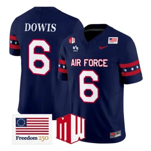 Dee Dowis Jersey #6 Air Force Falcons 2026 Freedom 250 Vapor Stitched by My Store NCAA Football Jerseys
