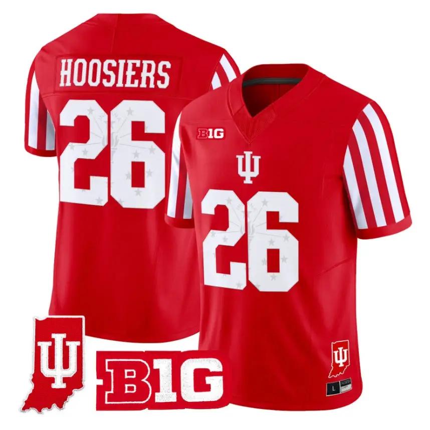 Hoosiers Jersey #26 Indiana Hoosiers 2026 Indiana State Patch Vapor All Stitched 1 Hoosiers Jersey #26 Indiana Hoosiers 2026 Indiana State Patch Vapor All Stitched by My Store NCAA Football Jerseys