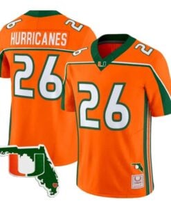 Hurricanes Jersey #26 Miami Hurricanes Throwback Florida Patch Stitched 5 Hurricanes Jersey #26 Miami Hurricanes Throwback Florida Patch Stitched by My Store NCAA Football Jerseys