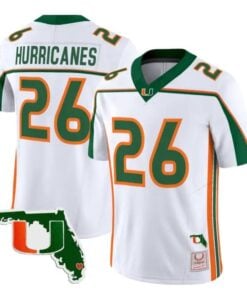 Hurricanes Jersey #26 Miami Hurricanes Throwback Florida Patch Stitched 6 Hurricanes Jersey #26 Miami Hurricanes Throwback Florida Patch Stitched by My Store NCAA Football Jerseys