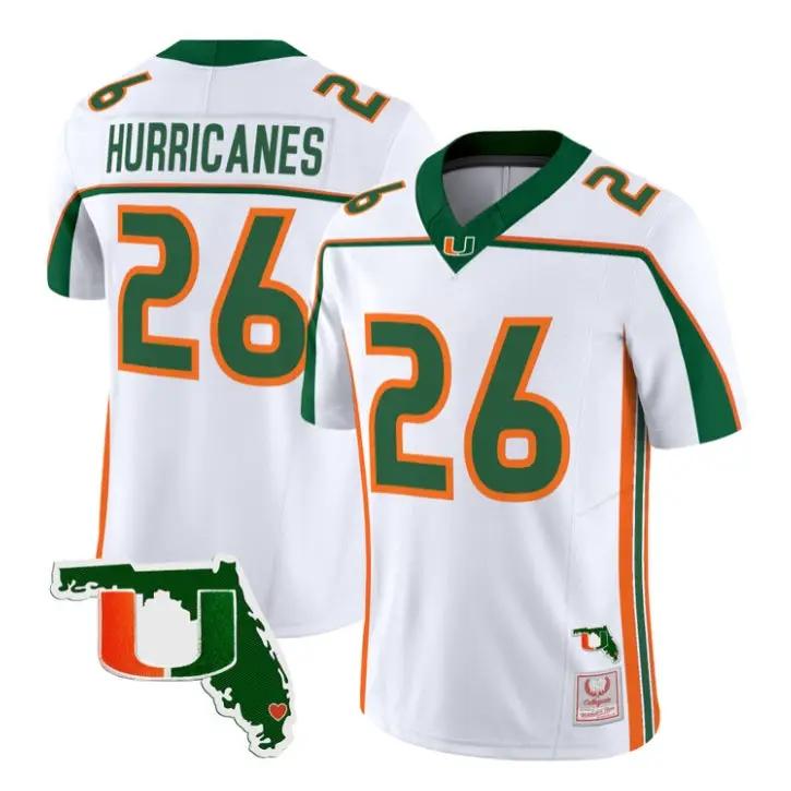 Hurricanes Jersey #26 Miami Hurricanes Throwback Florida Patch Stitched 3 Hurricanes Jersey #26 Miami Hurricanes Throwback Florida Patch Stitched by My Store NCAA Football Jerseys