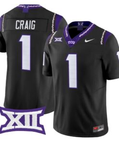 Jaden Craig Jersey #1 TCU Horned Frogs 2026 Vapor Limited Football Stitched by My Store NCAA Football Jerseys