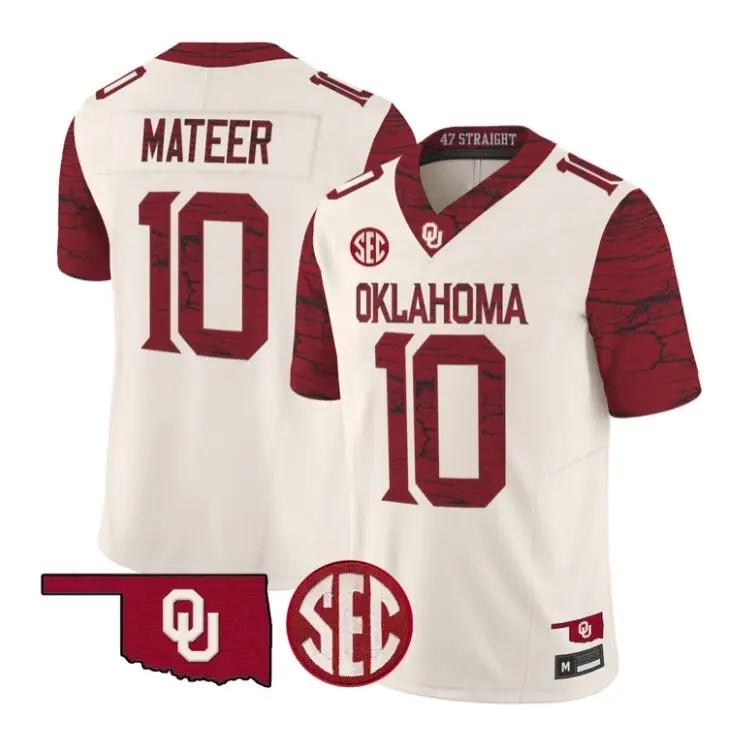 John Mateer Jesey #10 Oklahoma Sooners 2026 Rough Rider Vapor Stitched by My Store NCAA Football Jerseys