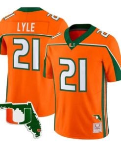 Jordan Lyle Jersey #21 Miami Hurricanes Throwback Florida Patch Stitched 5 Jordan Lyle Jersey #21 Miami Hurricanes Throwback Florida Patch Stitched by My Store NCAA Football Jerseys