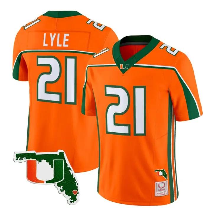 Jordan Lyle Jersey #21 Miami Hurricanes Throwback Florida Patch Stitched 2 Jordan Lyle Jersey #21 Miami Hurricanes Throwback Florida Patch Stitched by My Store NCAA Football Jerseys