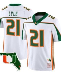 Jordan Lyle Jersey #21 Miami Hurricanes Throwback Florida Patch Stitched 6 Jordan Lyle Jersey #21 Miami Hurricanes Throwback Florida Patch Stitched by My Store NCAA Football Jerseys