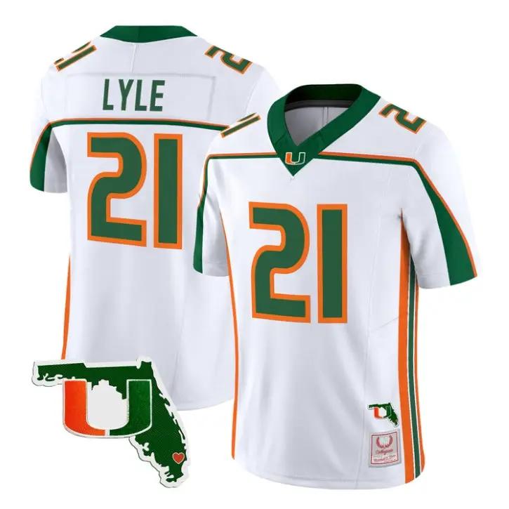 Jordan Lyle Jersey #21 Miami Hurricanes Throwback Florida Patch Stitched 3 Jordan Lyle Jersey #21 Miami Hurricanes Throwback Florida Patch Stitched by My Store NCAA Football Jerseys