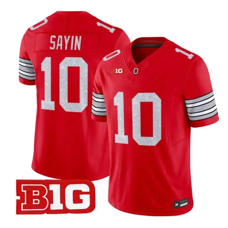 Julian Sayin Jersey #10 Ohio State Buckeyes Glitter Vapor Stitched by My Store NCAA Football Jerseys