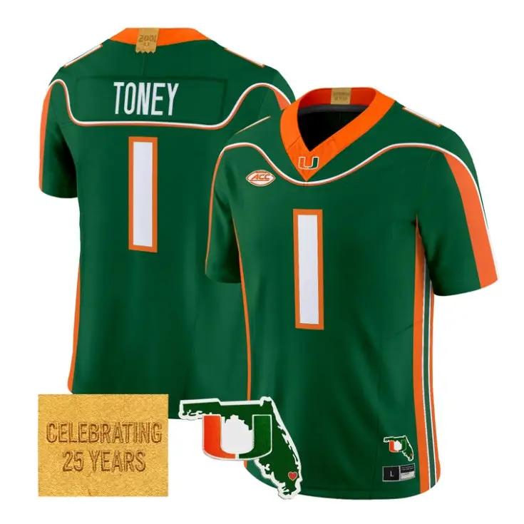 Malachi Toney Jersey #1 Miami Hurricanes 2001 Throwback 2026 All Stitched 1 Malachi Toney Jersey #1 Miami Hurricanes 2001 Throwback 2026 All Stitched by My Store NCAA Football Jerseys