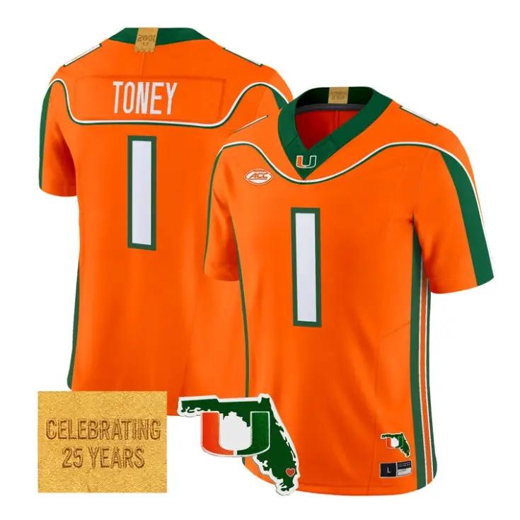 Malachi Toney Jersey #1 Miami Hurricanes 2001 Throwback 2026 All Stitched 2 Malachi Toney Jersey #1 Miami Hurricanes 2001 Throwback 2026 All Stitched by My Store NCAA Football Jerseys