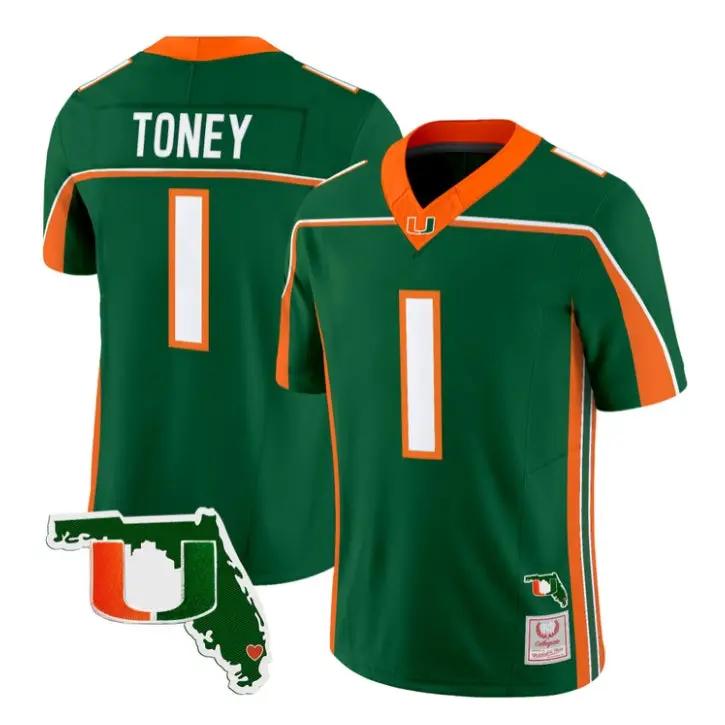 Malachi Toney Jersey #1 Miami Hurricanes Throwback Florida Patch Stitched 1 Malachi Toney Jersey #1 Miami Hurricanes Throwback Florida Patch Stitched by My Store NCAA Football Jerseys