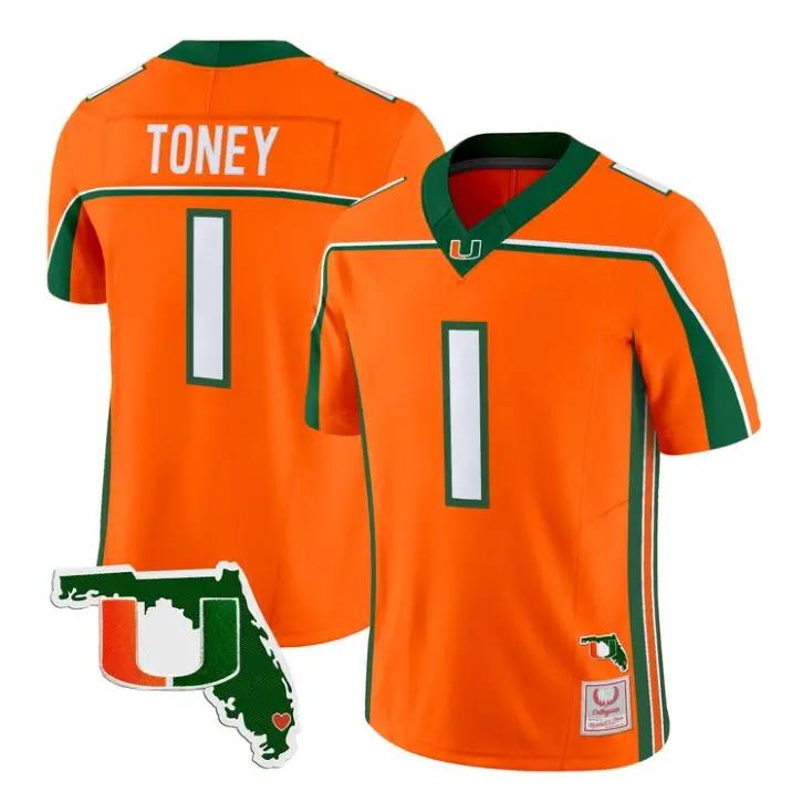 Malachi Toney Jersey #1 Miami Hurricanes Throwback Florida Patch Stitched 2 Malachi Toney Jersey #1 Miami Hurricanes Throwback Florida Patch Stitched by My Store NCAA Football Jerseys