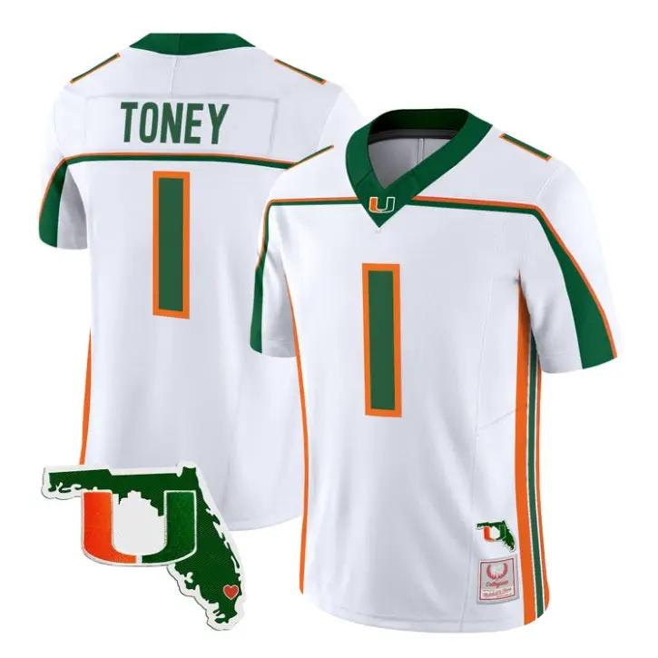 Malachi Toney Jersey #1 Miami Hurricanes Throwback Florida Patch Stitched 3 Malachi Toney Jersey #1 Miami Hurricanes Throwback Florida Patch Stitched by My Store NCAA Football Jerseys