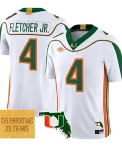 Mark Fletcher Jr Jersey #4 Miami Hurricanes 2001 Throwback 2026 Stitched 6 Mark Fletcher Jr Jersey #4 Miami Hurricanes 2001 Throwback 2026 Stitched by My Store NCAA Football Jerseys