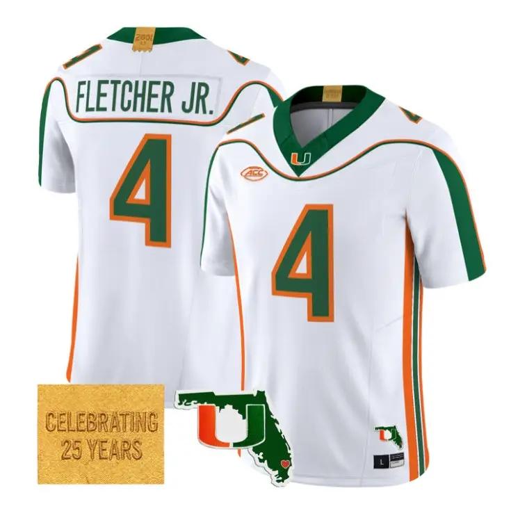 Mark Fletcher Jr Jersey #4 Miami Hurricanes 2001 Throwback 2026 Stitched 3 Mark Fletcher Jr Jersey #4 Miami Hurricanes 2001 Throwback 2026 Stitched by My Store NCAA Football Jerseys