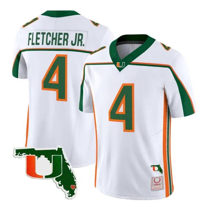 Mark Fletcher Jr Jersey #4 Miami Hurricanes 2026 Florida Patch Stitched 3 Mark Fletcher Jr Jersey #4 Miami Hurricanes 2026 Florida Patch Stitched by My Store NCAA Football Jerseys