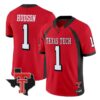 Micah Hudson Jersey #1 Texas Tech Red Raiders 2026 Texas Patch All Stitched by My Store NCAA Football Jerseys