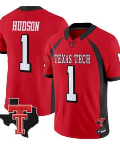 Micah Hudson Jersey #1 Texas Tech Red Raiders 2026 Texas Patch All Stitched by My Store NCAA Football Jerseys