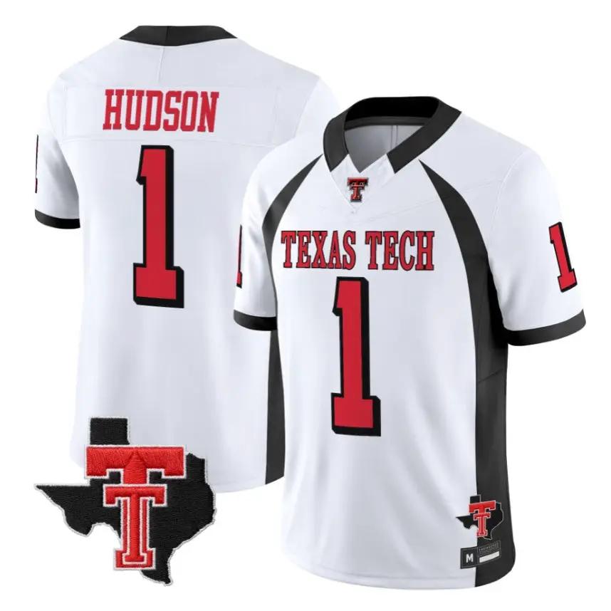 Micah Hudson Jersey #1 Texas Tech Red Raiders 2026 Texas Patch All Stitched by My Store NCAA Football Jerseys