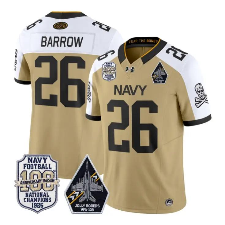 Michael Barrow Jersey #26 Navy Midshipmen 100th Anni Patch Stitched 1 Michael Barrow Jersey #26 Navy Midshipmen 100th Anni Patch Stitched by My Store NCAA Football Jerseys