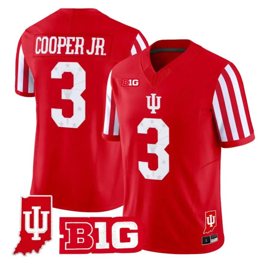 Omar Cooper Jr Jersey #3 Indiana Hoosiers 2026 Indiana State Patch Vapor Stitched by My Store NCAA Football Jerseys