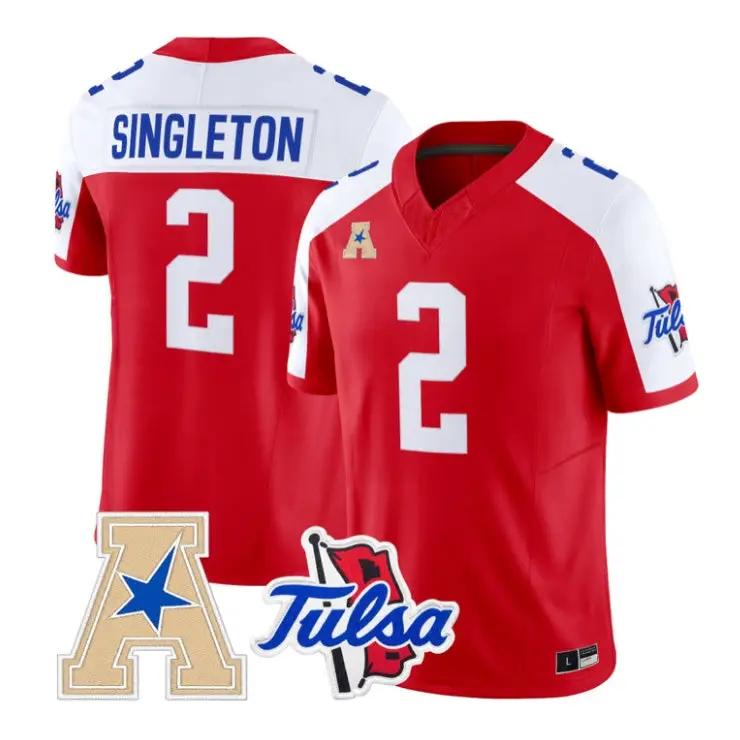 Oran Singleton Jr Jersey #2 Tulsa Golden Hurricane 2026 All Stitched by My Store NCAA Football Jerseys