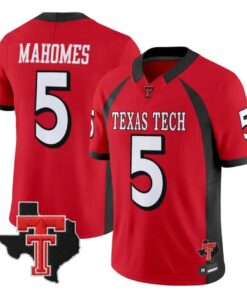 Patrick Mahomes Jersey #5 Texas Tech Red Raiders 2026 Texas Patch Stitched by My Store NCAA Football Jerseys