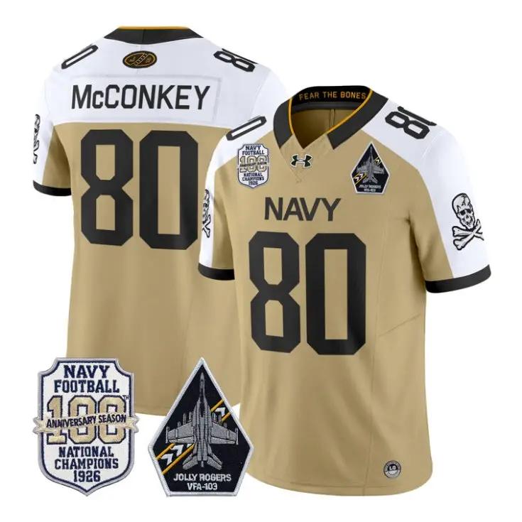 Phil McConkey Jersey #80 Navy Midshipmen 100th Anni Patch Stitched 1 Phil McConkey Jersey #80 Navy Midshipmen 100th Anni Patch Stitched by My Store NCAA Football Jerseys