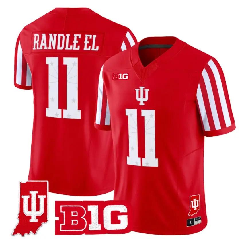 Randle El Jersey #11 Indiana Hoosiers 2026 Indiana State Patch Vapor Stitched by My Store NCAA Football Jerseys