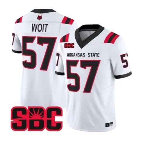 Richie Woit Jersey #57 Arkansas State Red Wolves 2026 Stitched by My Store NCAA Football Jerseys