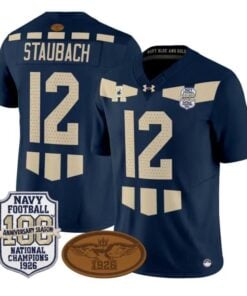 Roger Staubach Jersey #12 Navy Midshipmen 1926 National Championship Stitched by My Store NCAA Football Jerseys