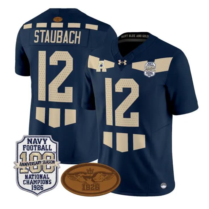 Roger Staubach Jersey #12 Navy Midshipmen 1926 National Championship Stitched 1 Roger Staubach Jersey #12 Navy Midshipmen 1926 National Championship Stitched by My Store NCAA Football Jerseys