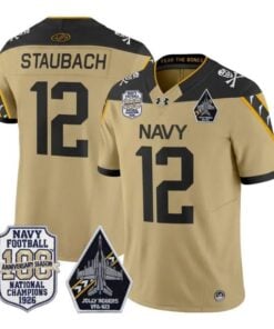 Roger Staubach Jersey #12 Navy Midshipmen 100th Anni Patch Stitched 7 Roger Staubach Jersey #12 Navy Midshipmen 100th Anni Patch Stitched by My Store NCAA Football Jerseys