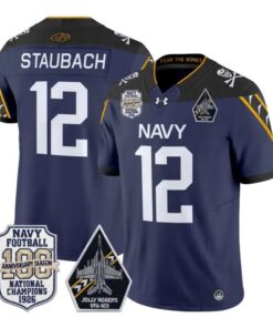 Roger Staubach Jersey #12 Navy Midshipmen 100th Anni Patch Stitched 9 Roger Staubach Jersey #12 Navy Midshipmen 100th Anni Patch Stitched by My Store NCAA Football Jerseys