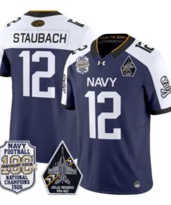 Roger Staubach Jersey #12 Navy Midshipmen 100th Anni Patch Stitched 8 Roger Staubach Jersey #12 Navy Midshipmen 100th Anni Patch Stitched by My Store NCAA Football Jerseys