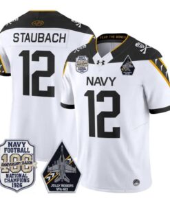 Roger Staubach Jersey #12 Navy Midshipmen 100th Anni Patch Stitched 10 Roger Staubach Jersey #12 Navy Midshipmen 100th Anni Patch Stitched by My Store NCAA Football Jerseys