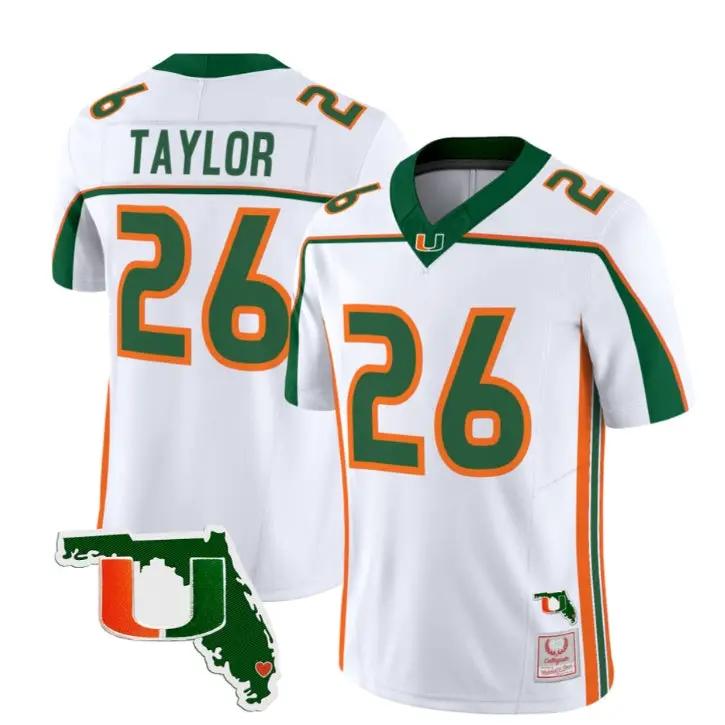 Sean Taylor Jersey #26 Miami Hurricanes Throwback Florida Patch Stitched 3 Sean Taylor Jersey #26 Miami Hurricanes Throwback Florida Patch Stitched by My Store NCAA Football Jerseys
