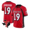 Taurean_Henderson_Jersey_19_Texas_Tech_Red_Raiders_2026_Texas_Patch_Stitched_Red - Robert Henrys Taurean Henderson Jersey #19 Texas Tech Red Raiders 2026 Texas Patch Stitched by My Store NCAA Football Jerseys