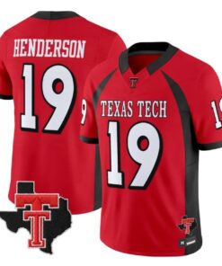 Taurean Henderson Jersey #19 Texas Tech Red Raiders 2026 Texas Patch Stitched by My Store NCAA Football Jerseys