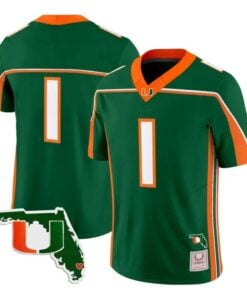 Team Jersey #1 Miami Hurricanes Throwback 2026 Florida Patch Stitched by My Store NCAA Football Jerseys