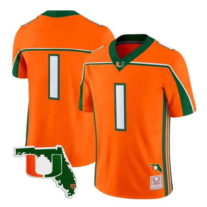 Team Jersey #1 Miami Hurricanes Throwback 2026 Florida Patch Stitched 2 Team Jersey #1 Miami Hurricanes Throwback 2026 Florida Patch Stitched by My Store NCAA Football Jerseys