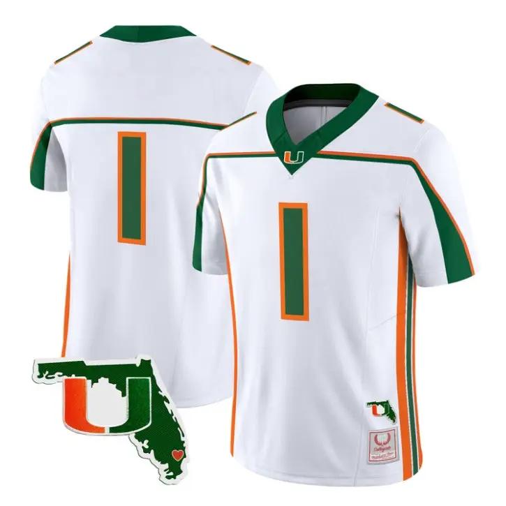 Team Jersey #1 Miami Hurricanes Throwback 2026 Florida Patch Stitched 3 Team Jersey #1 Miami Hurricanes Throwback 2026 Florida Patch Stitched by My Store NCAA Football Jerseys