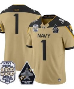 Team Jersey #1 Navy Midshipmen 100th Anniversary Patch Vapor Stitched by My Store NCAA Football Jerseys